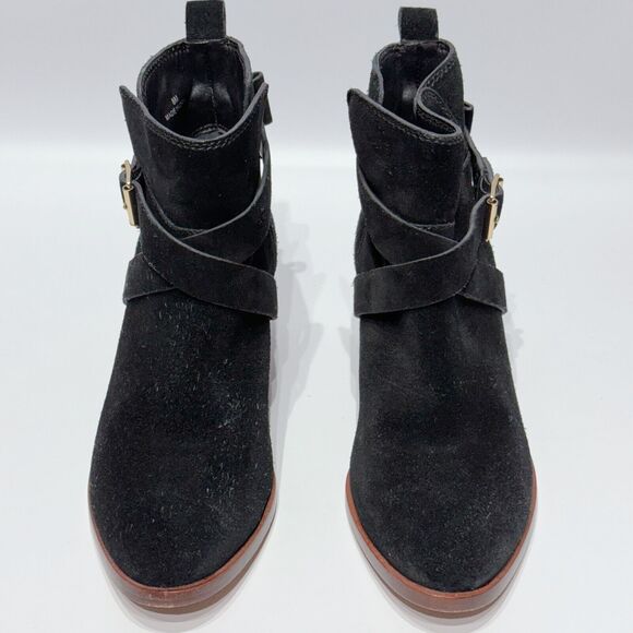 Kate Spade Polly Black Suede Buckle Strap Ankle Booties Boots Women’s Size 8M - Picture 8 of 16